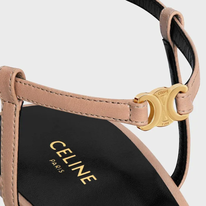 Celine Kitten With Strap Triomphe In Lambskin Beige Rose Women CELINE PUMPS
