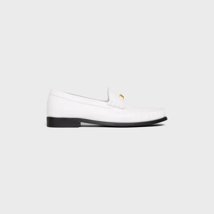 Celine Luco Triomphe Loafer In Polished Bullskin White Men CELINE LOAFERS AND MOCASSINS Celine Luco Triomphe Loafer In Polished Bullskin White Men CELINE LOAFERS AND MOCASSINS