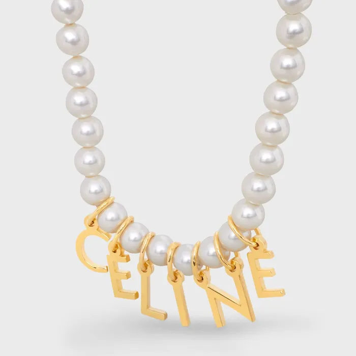 Celine Paris Pearl Bracelet In Brass With Gold Finish And Glass Pearls Gold Ivory Women CELINE BRACELETS Celine Paris Pearl Bracelet In Brass With Gold Finish And Glass Pearls Gold Ivory Women CELINE BRACELETS