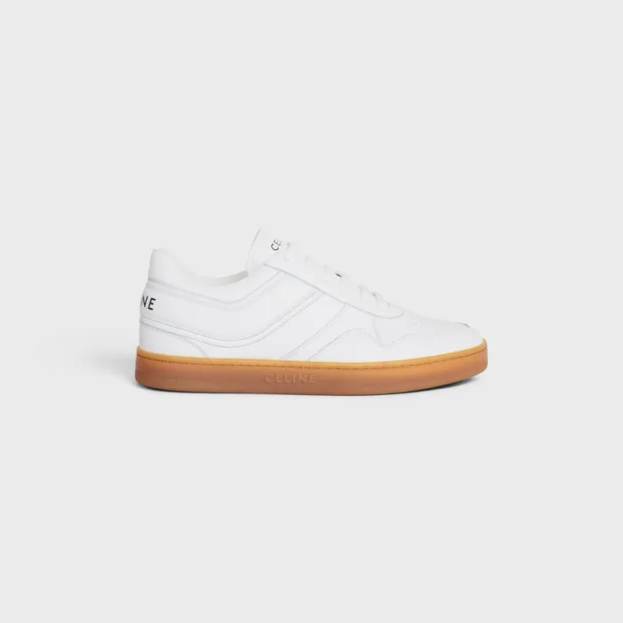 Celine Trainer Low LaceUp Sneaker In Calfskin Optic Whitebeige Men CELINE SNEAKERS