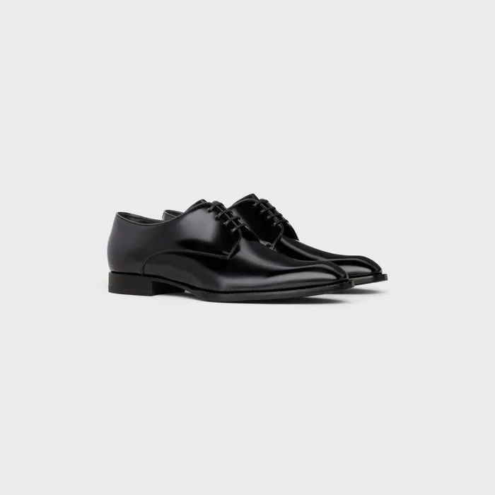 Celine Tuxedo Derby In Polished Bullskin Black Men CELINE LOAFERS AND MOCASSINS