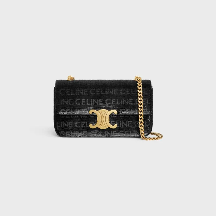 Chain Shoulder Bag Claude In Sequins With Celine AllOver Black Women CELINE CLAUDE Chain Shoulder Bag Claude In Sequins With Celine AllOver Black Women CELINE CLAUDE