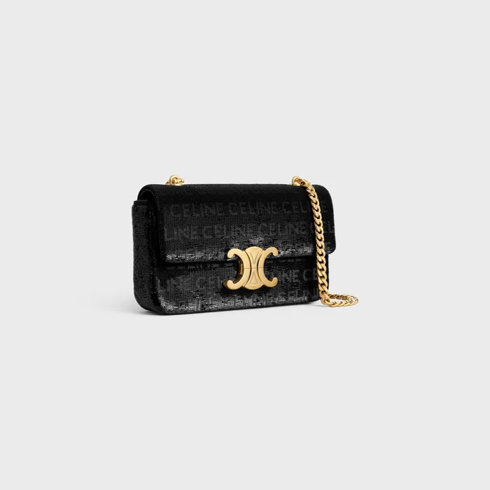 Chain Shoulder Bag Claude In Sequins With Celine AllOver Black Women CELINE CLAUDE Chain Shoulder Bag Claude In Sequins With Celine AllOver Black Women CELINE CLAUDE