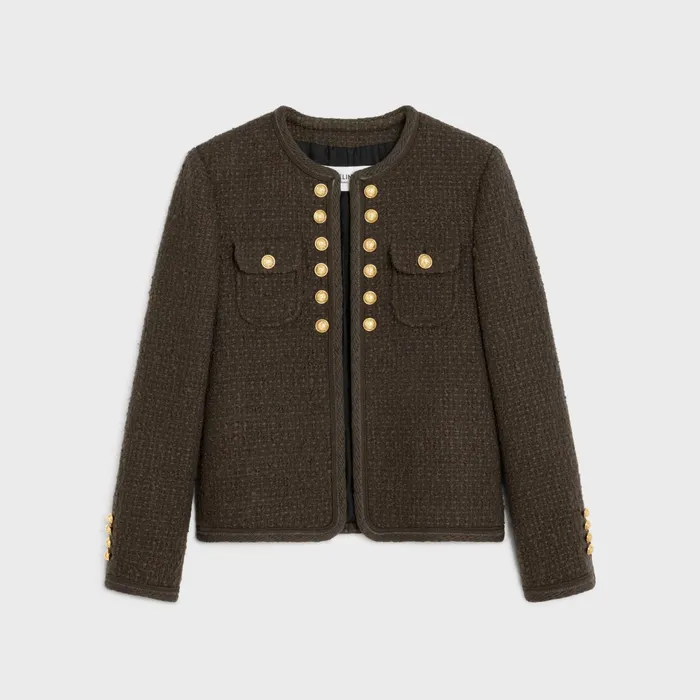 Chelsea Jacket In Bouclette Natt Dark Brown Women CELINE JACKETS