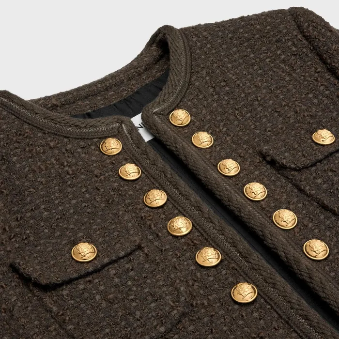 Chelsea Jacket In Bouclette Natt Dark Brown Women CELINE JACKETS