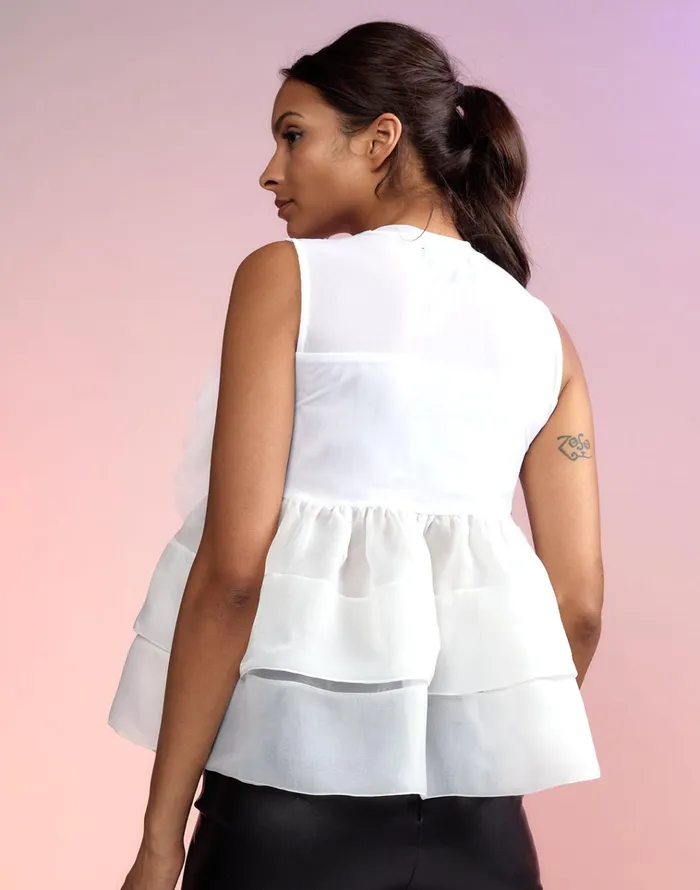 Chloe Organza Flower Top 8211 White Women Cynthia Rowley Tops