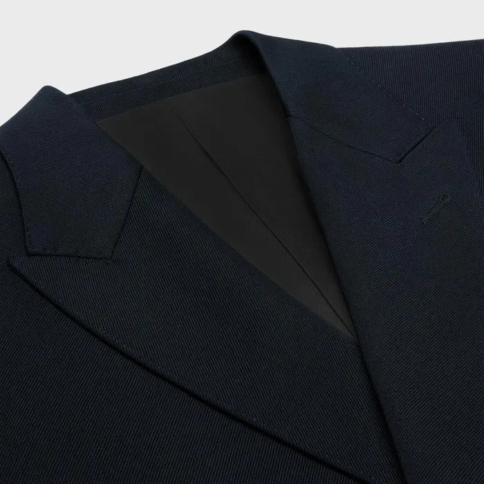 Classic Jacket In Diagonal Wool Navy Men CELINE JACKETS and TROUSERS