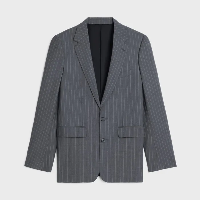 Classic Jacket In Striped Wool Griscraie Men CELINE JACKETS and TROUSERS