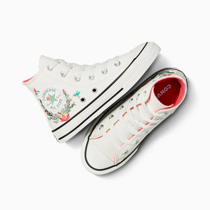Converse High Top Chuck Taylor All Star Embroidered Cacti Vintage Whitewhite 8211 Kids