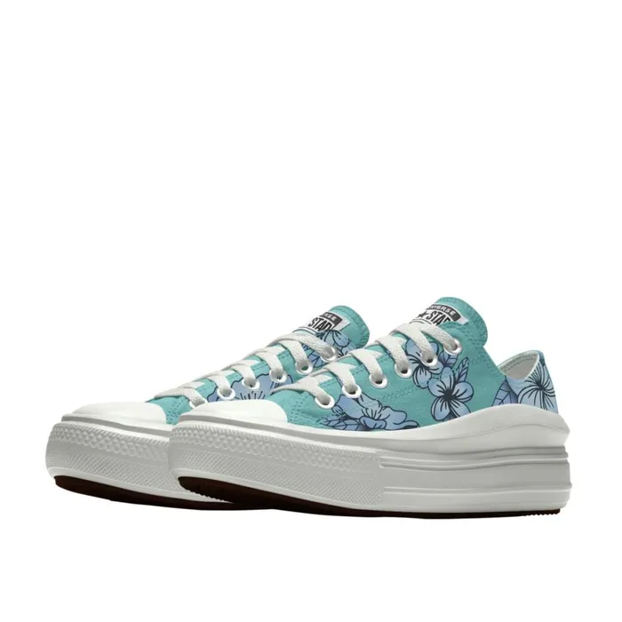 Converse Low Top Custom Chuck Taylor All Star Move Platform By You Cyan Slushy 8211 Women