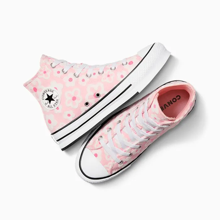 Converse Matching Sets Chuck Taylor All Star Lift Platform Flower Embroidery Donut Glazeoops Pinkwhite 8211 Kids