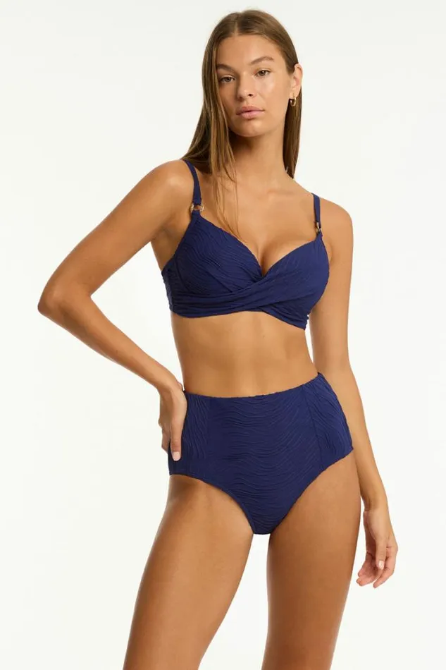 De Soleil Panelled High Waist Pant De Soleil French Navy Women Sea Level Bottoms