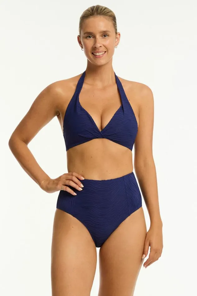 De Soleil Panelled High Waist Pant De Soleil French Navy Women Sea Level Bottoms