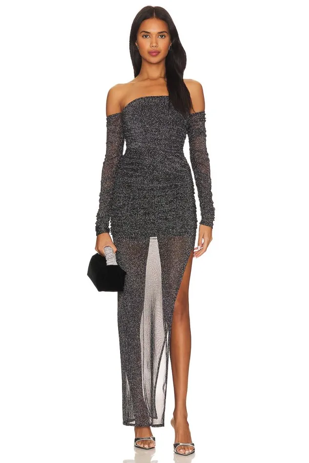 Deidra Maxi Dress Metallic Black Women Lovers and Friends Dresses