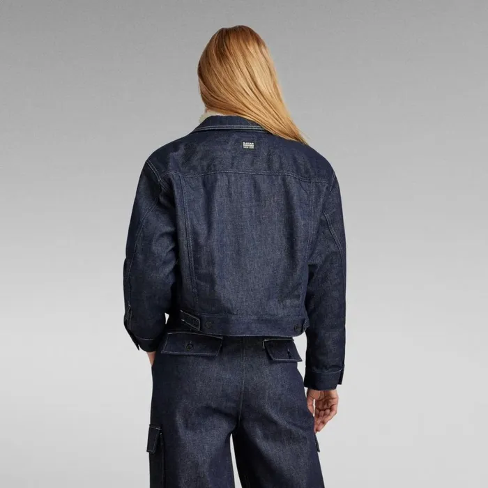 Denim Jackets Women GStar RAW Short Sherpa Jacket Detachable Liner Raw Denim