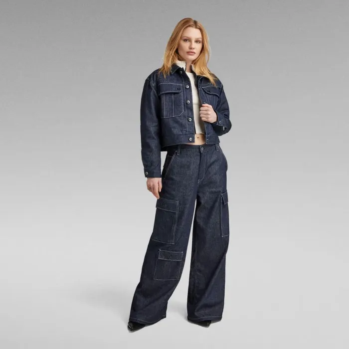 Denim Jackets Women GStar RAW Short Sherpa Jacket Detachable Liner Raw Denim