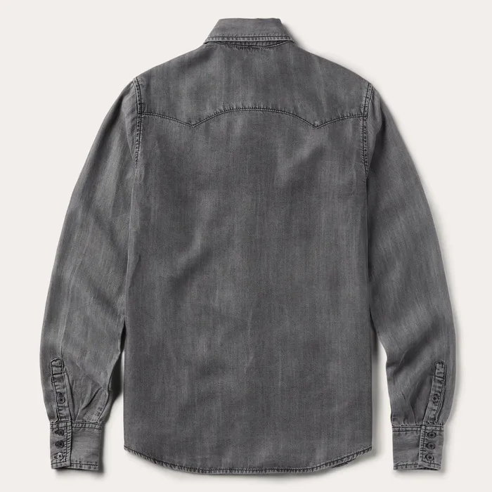 Denim Shirts Women Stetson Boyfriend Fit Denim Tencel Shirt Washed Black
