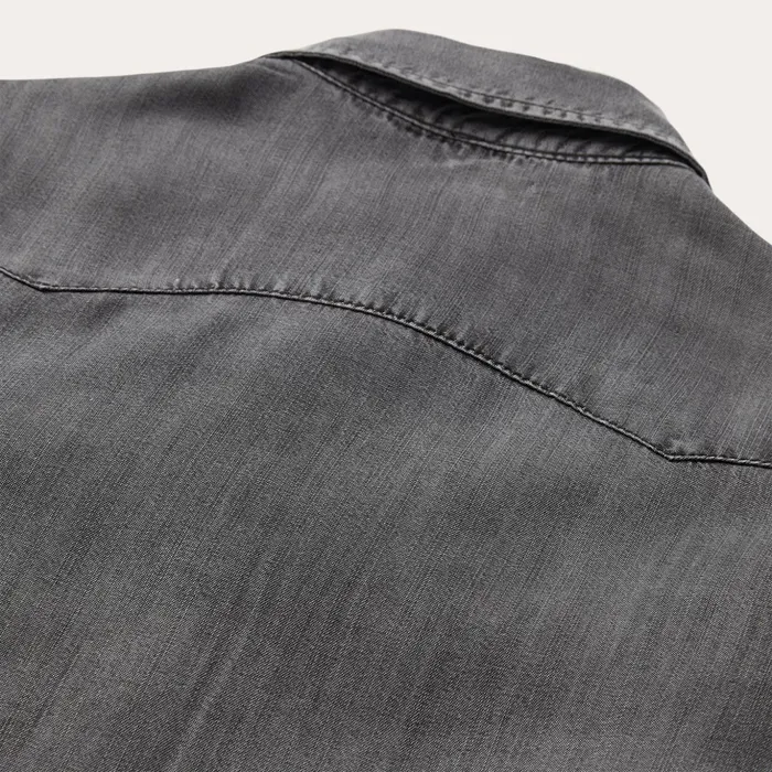 Denim Shirts Women Stetson Boyfriend Fit Denim Tencel Shirt Washed Black