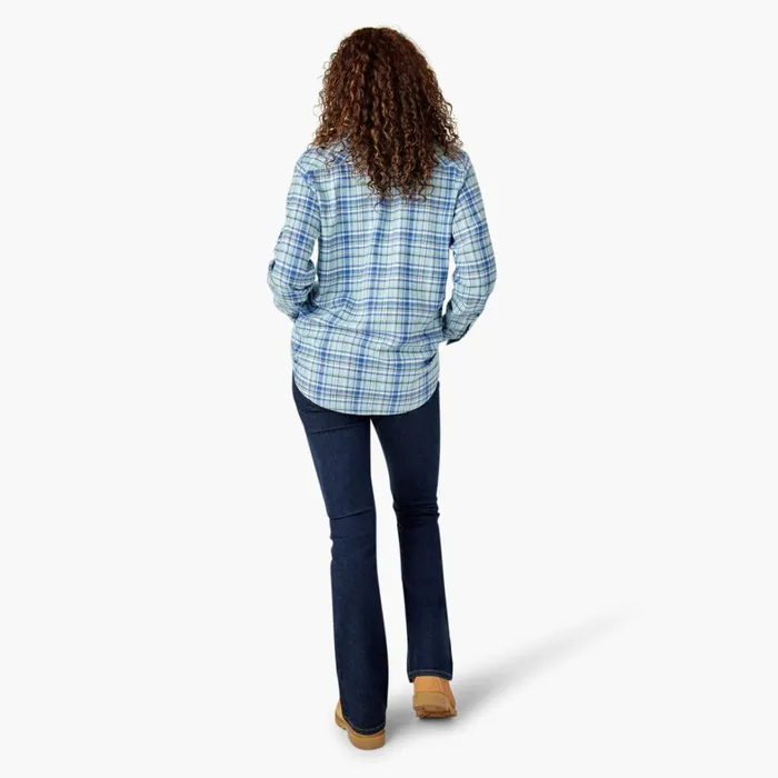 Dickies Button Up Women039s Plaid Flannel Long Sleeve Shirt Clear BlueOrchard Plaid Clear Blueorchard Plaid b2y 8211 Women