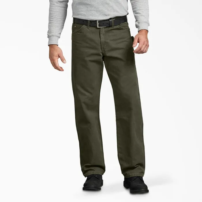 Dickies Carpenter Relaxed Fit Straight Leg Sanded Duck Carpenter Pants Rinsed Moss Green Rinsed Moss Green rms 8211 Men