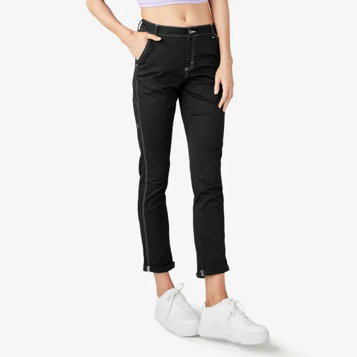 Dickies Carpenter Women039s Slim Straight Fit Roll Hem Carpenter Pants Black Black bkx 8211 Women