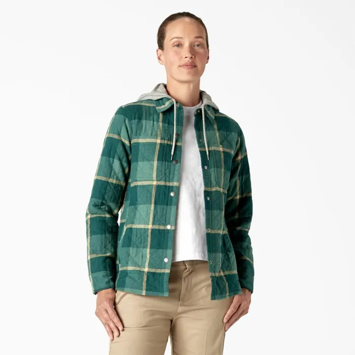 Dickies Coats and Jackets Womens Flannel Hooded Shirt Jacket Mallard Campside Plaid Mallard Campside Plaid a2v 8211 Women