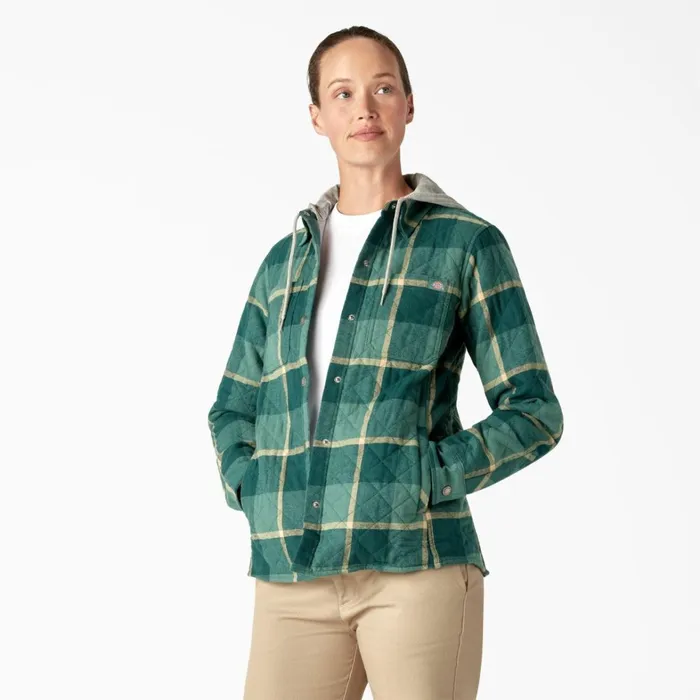 Dickies Coats and Jackets Womens Flannel Hooded Shirt Jacket Mallard Campside Plaid Mallard Campside Plaid a2v 8211 Women
