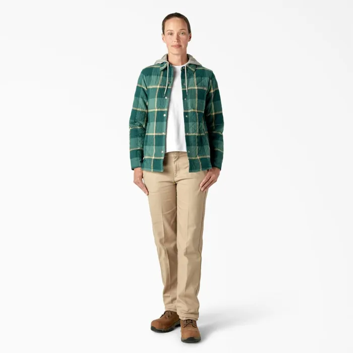 Dickies Coats and Jackets Womens Flannel Hooded Shirt Jacket Mallard Campside Plaid Mallard Campside Plaid a2v 8211 Women