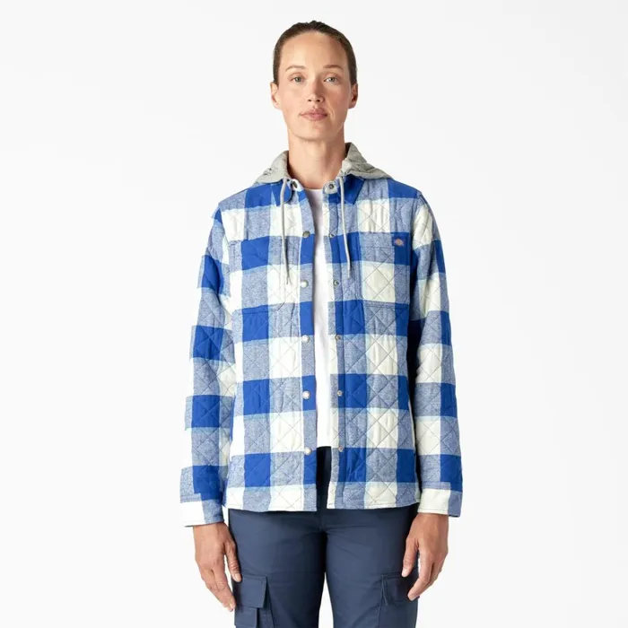Dickies Coats and Jackets Womens Flannel Hooded Shirt Jacket Surf Blue Campside Plaid Surf Blue Campside Plaid a1l 8211 Women