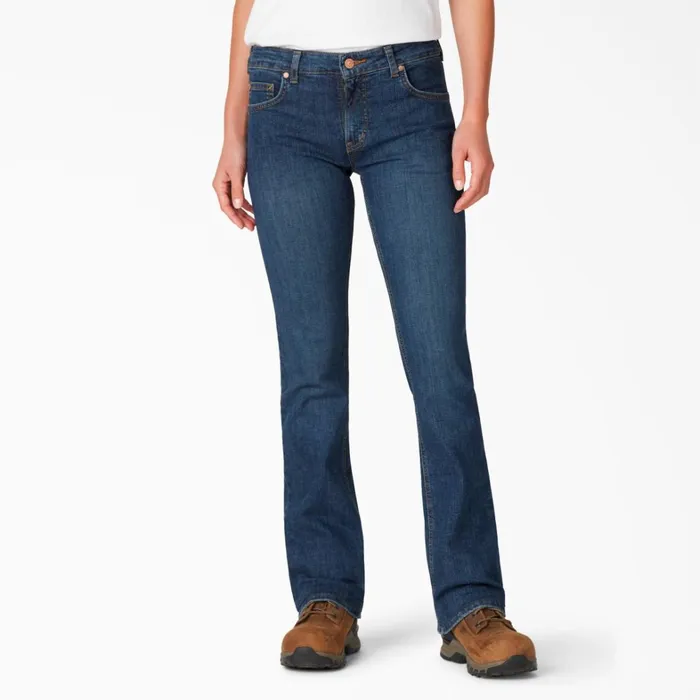 Dickies Jeans Womens Perfect Shape Denim Bootcut Jeans Stonewashed Indigo Blue Stonewashed Indigo Blue snb 8211 Women