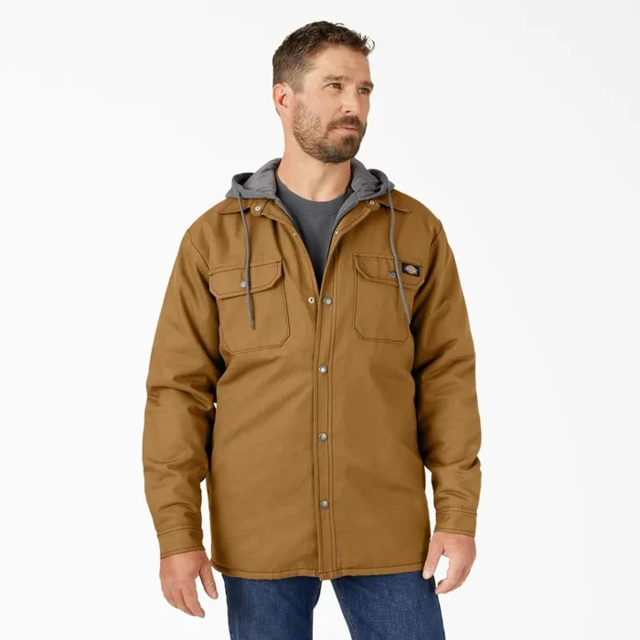 Dickies Outerwear Water Repellent Duck Hooded Shirt Jacket Brown Duck Brown Duck bd 8211 Men