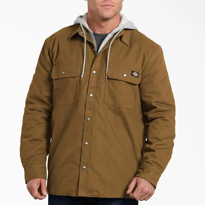 Dickies Shirt Jackets Duck Hooded Shirt Jacket Brown Duck Brown Duck bd 8211 Men