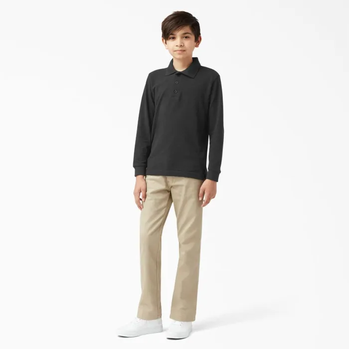 Dickies Shirts Kids039 Piqu Long Sleeve Polo 420 Black Black kbk 8211 Kids Dickies Shirts Kids039 Piqu Long Sleeve Polo 420 Black Black kbk 8211 Kids