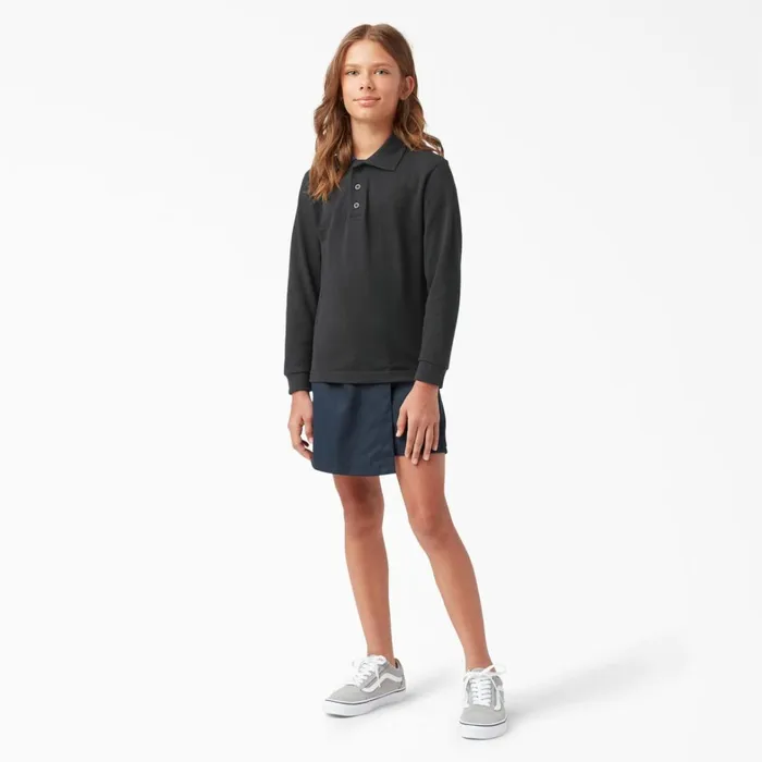 Dickies Shirts Kids039 Piqu Long Sleeve Polo 420 Black Black kbk 8211 Kids Dickies Shirts Kids039 Piqu Long Sleeve Polo 420 Black Black kbk 8211 Kids