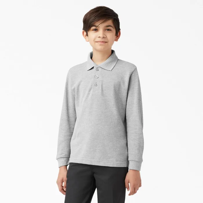 Dickies Shirts Kids039 Piqu Long Sleeve Polo 420 Heather Gray Heather Gray hg 8211 Kids Dickies Shirts Kids039 Piqu Long Sleeve Polo 420 Heather Gray Heather Gray hg 8211 Kids