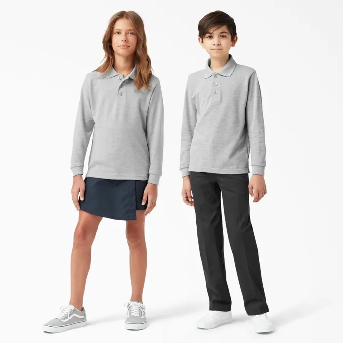 Dickies Shirts Kids039 Piqu Long Sleeve Polo 420 Heather Gray Heather Gray hg 8211 Kids Dickies Shirts Kids039 Piqu Long Sleeve Polo 420 Heather Gray Heather Gray hg 8211 Kids
