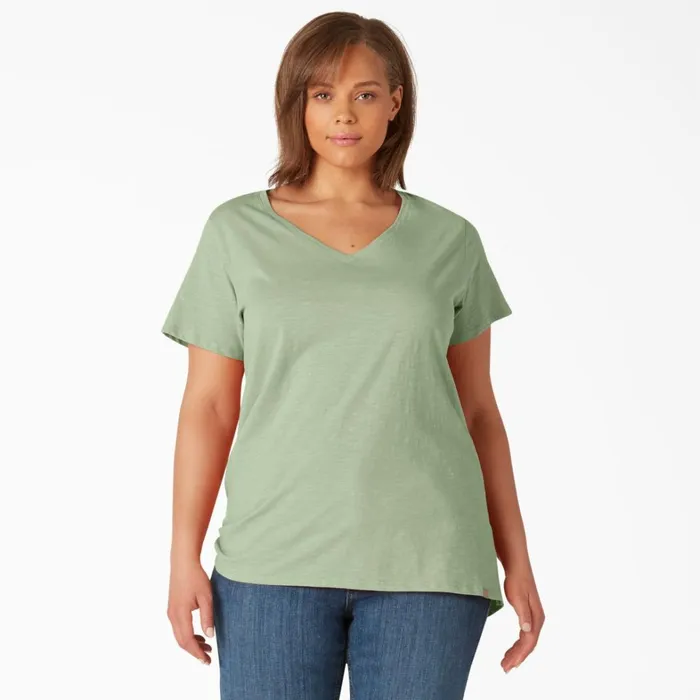 Dickies Tops Women039s Plus Short Sleeve VNeck TShirt Celadon Green Celadon Green c2g 8211 Women Dickies Tops Women039s Plus Short Sleeve VNeck TShirt Celadon Green Celadon Green c2g 8211 Women
