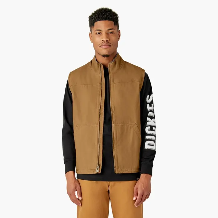 Dickies Vests Duck Canvas High Pile Fleece Lined Vest Rinsed Brown Duck Rinsed Brown Duck rbd 8211 Men Dickies Vests Duck Canvas High Pile Fleece Lined Vest Rinsed Brown Duck Rinsed Brown Duck rbd 8211 Men