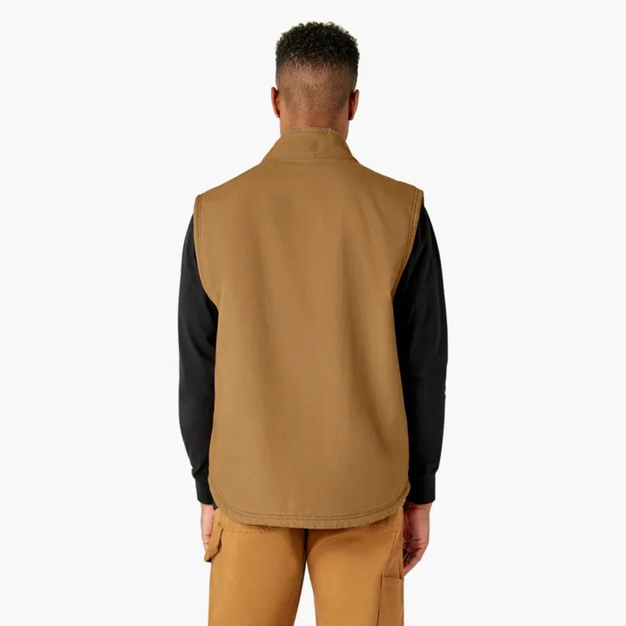 Dickies Vests Duck Canvas High Pile Fleece Lined Vest Rinsed Brown Duck Rinsed Brown Duck rbd 8211 Men