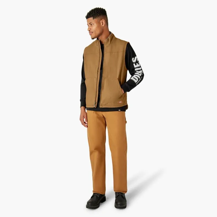 Dickies Vests Duck Canvas High Pile Fleece Lined Vest Rinsed Brown Duck Rinsed Brown Duck rbd 8211 Men