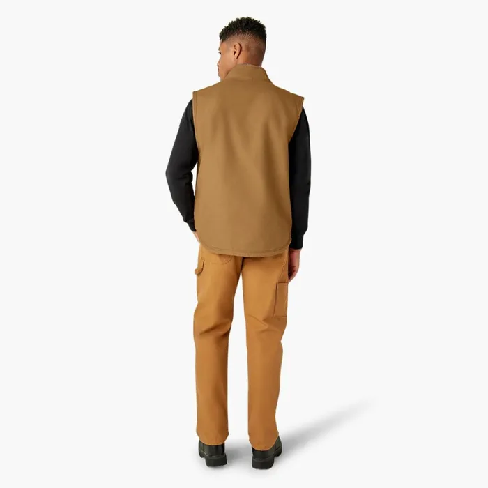 Dickies Vests Duck Canvas High Pile Fleece Lined Vest Rinsed Brown Duck Rinsed Brown Duck rbd 8211 Men