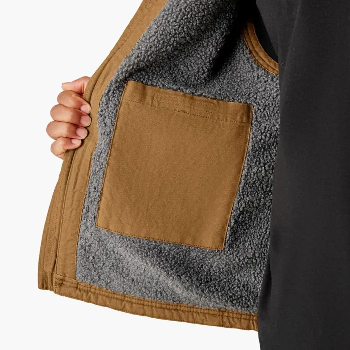 Dickies Vests Duck Canvas High Pile Fleece Lined Vest Rinsed Brown Duck Rinsed Brown Duck rbd 8211 Men