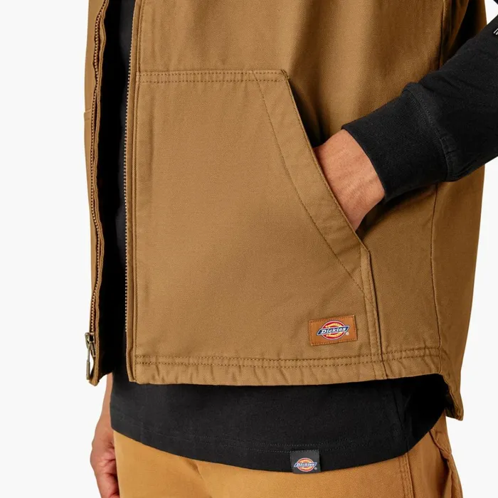 Dickies Vests Duck Canvas High Pile Fleece Lined Vest Rinsed Brown Duck Rinsed Brown Duck rbd 8211 Men