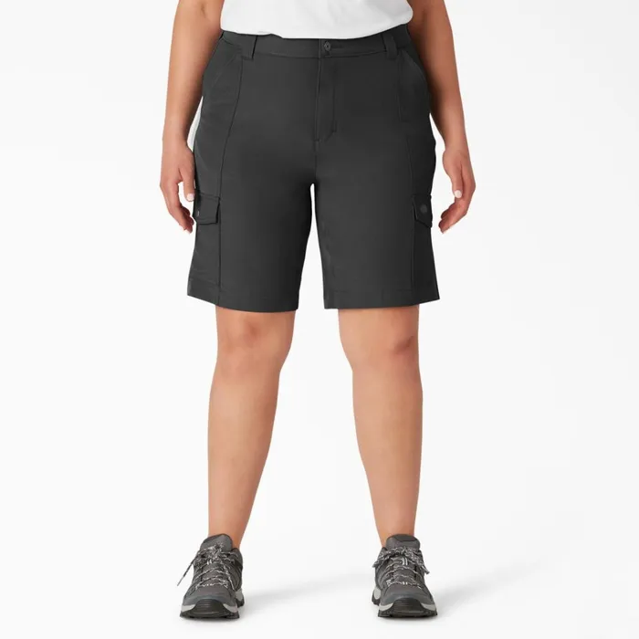 Dickies Work Shorts Women039s Plus Cooling Slim Fit Cargo Shorts 10034 Black Black bk 8211 Women