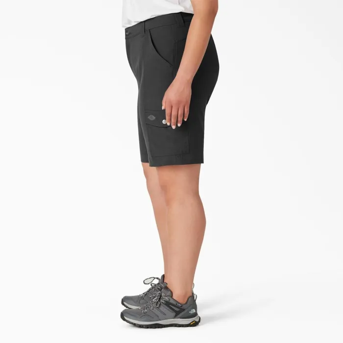Dickies Work Shorts Women039s Plus Cooling Slim Fit Cargo Shorts 10034 Black Black bk 8211 Women