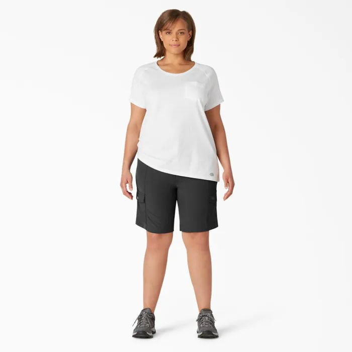 Dickies Work Shorts Women039s Plus Cooling Slim Fit Cargo Shorts 10034 Black Black bk 8211 Women