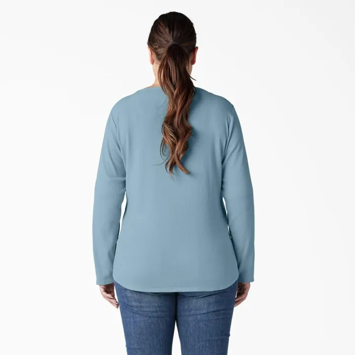Dickies Work Tops Women039s Plus Henley Long Sleeve Shirt Clear Blue Clear Blue eu 8211 Women Dickies Work Tops Women039s Plus Henley Long Sleeve Shirt Clear Blue Clear Blue eu 8211 Women