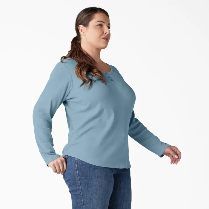 Dickies Work Tops Women039s Plus Henley Long Sleeve Shirt Clear Blue Clear Blue eu 8211 Women Dickies Work Tops Women039s Plus Henley Long Sleeve Shirt Clear Blue Clear Blue eu 8211 Women