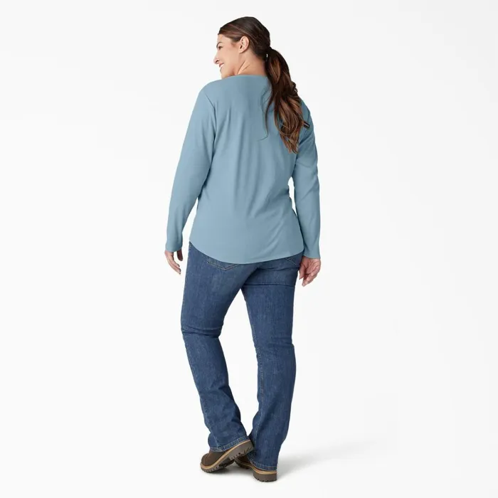 Dickies Work Tops Women039s Plus Henley Long Sleeve Shirt Clear Blue Clear Blue eu 8211 Women Dickies Work Tops Women039s Plus Henley Long Sleeve Shirt Clear Blue Clear Blue eu 8211 Women