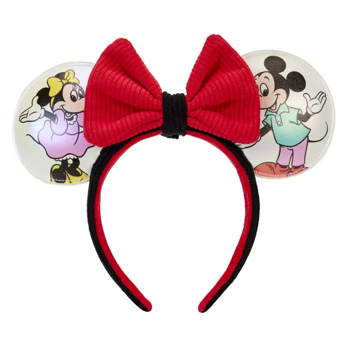 Disney100 Mickey and Friends Classic AllOver Print Iridescent Mini Backpack With Ear Headband Unisex Loungefly Backpacks Disney100 Mickey and Friends Classic AllOver Print Iridescent Mini Backpack With Ear Headband Unisex Loungefly Backpacks